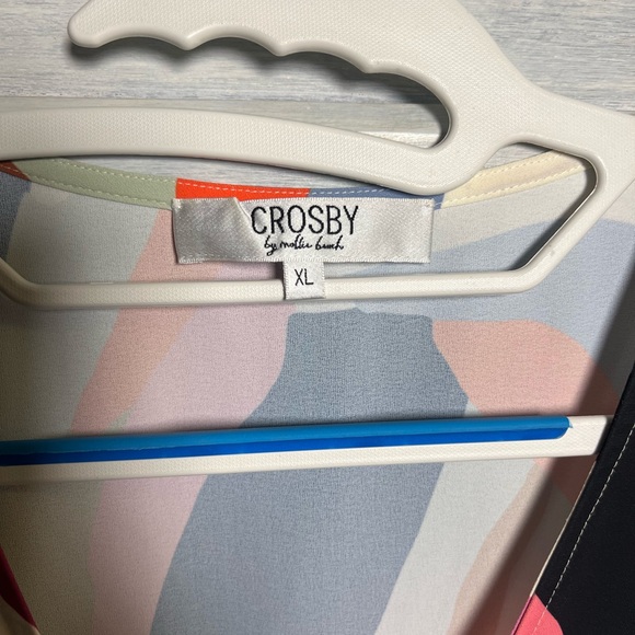 Crosby By Mollie Burch Bold Abstract Terrain/Polka For Nora Top V-Neck Blouse - Picture 5 of 6